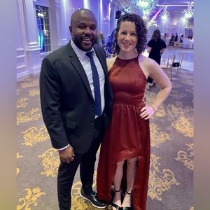 Maroon floor-length formal dress